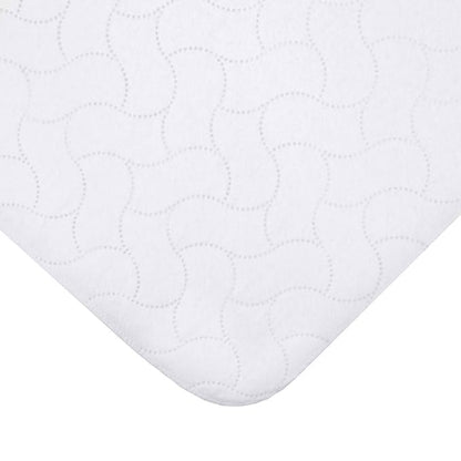 American Baby Company Waterproof Flat Reusable Portable/Mini-Crib Mattress Pad Protector, Embossed Quilt-Like Mini-Crib Protective Mattress Pad Cover for babies, adults and pets, White, 24" X 38"
