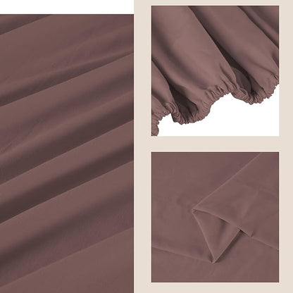 ROSE&RISY Queen Sheet Set, Pre-Washed Cotton-Like Brushed Microfiber, 4 Pcs Super Soft Breathable Cooling Bed Sets,Includes 1 Fitted, 1 Flat, 2 Pillowcases (Lavender, Queen)