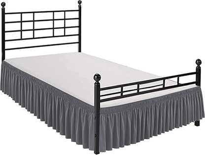 Biscaynebay Wrap Around Bed Skirts with Split Corners for King Beds 17" Drop, Dark Grey Elastic Dust Ruffles Adjustable Easy Fit Wrinkle & Fade Resistant Silky Luxurious Fabric Machine Washable