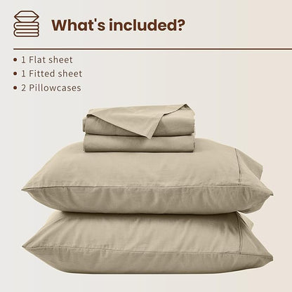 Bedlifes 100% French Linen Sheets King Size 18-24”Extra Deep Pocket 4-Piece Set Breathable & Moisture-Wicking,Soft & Durable Sheets for Thick Mattresses(Taupe)
