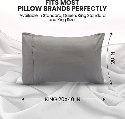 Utopia Bedding King Pillow Cases - 2 Pack - Envelope Closure - Soft Brushed Microfiber Fabric - Shrinkage and Fade Resistant Pillow Covers King Size 20 X 40 Inches (King, Grey)