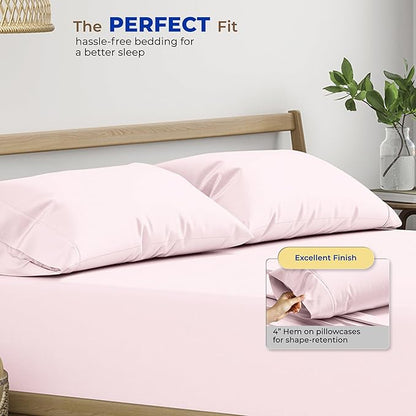 Thread Spread 100% Egyptian Cotton King Size Pillow Cases Set of 2 - Luxury 600 Series Bliss Collection Pillow Cases King Size (Blush), Soft Cooling Hotel Cotton Pillowcases, Sateen Finish