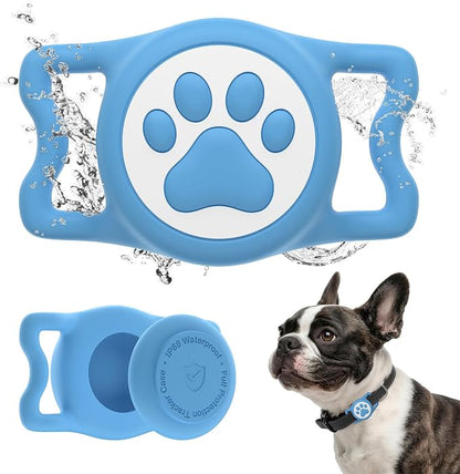 IP68 Waterproof Dog AirTag Holder for Dog Collar, Soft, Stretchy Silicone | Full-Body Protection, Easy Tool-Free Installation, Quiet, No-Dangle Fit, Lightweight, Fits Dog & Cat Collars of All Widths
