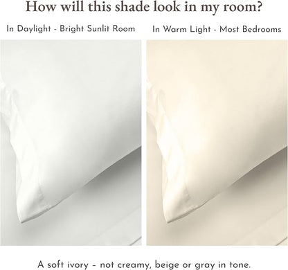 California Design Den Twin Sheet Set - Natural 100% Cotton Sheets with 12" Pockets, Soft Sateen Weave, Breathable and Durable Bedding Set for Dorm Rooms, College Ivory (Eggshell)