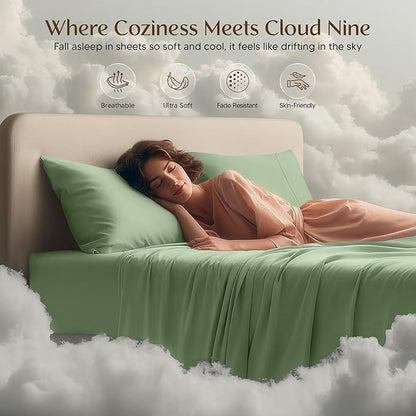 Utopia Bedding Full Sheet Set – 4 Piece Bed Sheets for Full Size Bed, Soft and Breathable Microfiber, Includes 1 Fitted Sheet, 1 Flat Sheet and 2 Pillowcases (Sage)