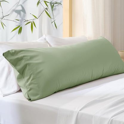 Bedsure Body Pillow Cover, Cooling Body Pillow Pillowcase for Hot Sleepers, Rayon Derived from Bamboo, PureWoven Silky Soft Long Pillow Case Cover with Envelope Closure, Sage Green, 20x54 Inches