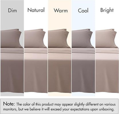 RUVANTI 100% Cotton Sheets – Split King Size Percale Bedding, Cooling & Breathable, Durable with a Crisp, Soft & Comfortable Feel, 16" Deep Pocket, 5-Piece Set, Warm Mocha