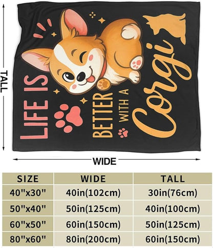 Corgi Blanket Super Soft Warm Fluffy Fleece Flannel Dog Animal Throw Blanket Cozy Fuzzy Plush Stuff Bedding Blankets Gifts for Women Kids Boys Girls Adults 50"X40"