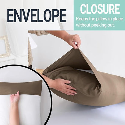 ZPECC Pillow Cases Queen Size Set of 4, 20x30 Envelope Closure Pillowcases, Soft Plain Brushed Microfiber Covers Hypoallergenic Breathable, Brown