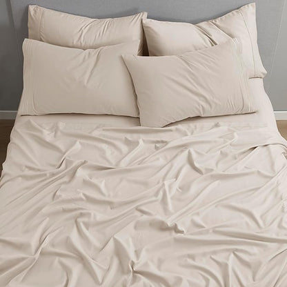 Clara Clark Cal King Sheets - Hotel Luxury 6 Piece Bed Sheets for Cal King Size Bed - Soft Bedding Sheets & Pillowcases, Fits Mattress up to 16 inch deep. California King, Linen