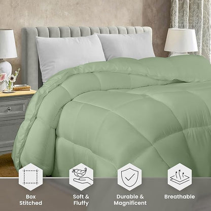 Utopia Bedding Comforter Duvet Insert, Quilted Comforter with Corner Tabs, Box Stitched Down Alternative Comforters Twin Size (Sage Green)