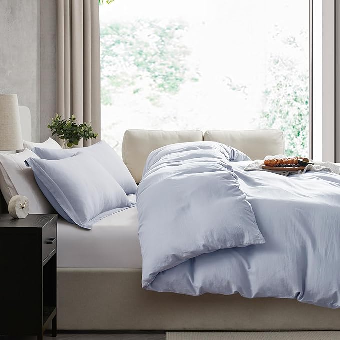 Nestl Ice Blue Duvet Cover King Size - Soft Prewashed King Duvet Cover Set, 3 Piece, with Zipper Closure, 1 Duvet Cover 104x90 inches and 2 Pillow Shams