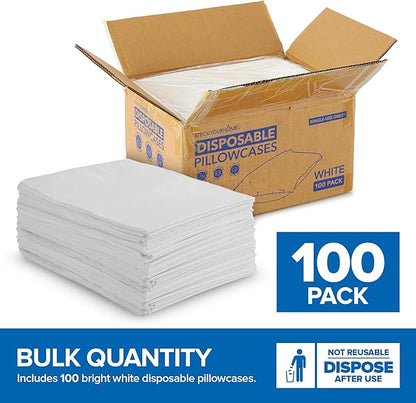 Stock Your Home (100 Count) Disposable Pillow Case Covers, Tissue/Poly 21" x 30" Standard Size, Single-Use Pillowcases with Moisture Barrier in White