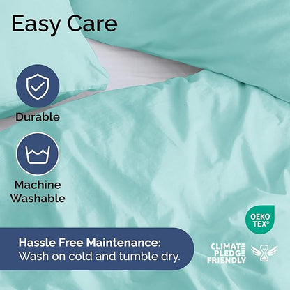 Duvet Cover Cal King Size Set - Extra Soft Cal King Duvet Cover 104" x 98" with 2 Pillow Shams - Hotel Luxury, Easy Care & Fade Free with Zipper Closures & Ties - Comfy, Cozy & Breathable (Spa Blue)