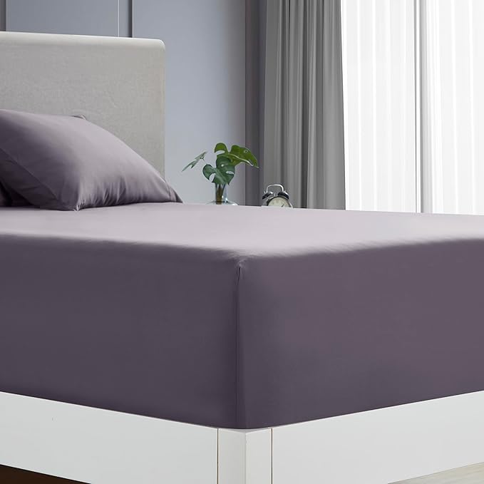 Clara Clark Twin XL Sheets - Hotel Luxury 5 Piece Bed Sheets for Twin XL Size Bed - Soft Bedding Sheets & Pillowcases, Fits Mattress up to 16 inch deep. Twin XL, Grayish Purple