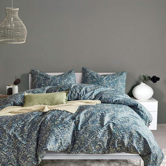 mixinni Small Blue Flower Duvet Cover Full Garden Style Floral Duvet Comforter Cover Soft Cotton Bedding Set with Zipper Closure 4 Corner Ties for Girls-Full Size