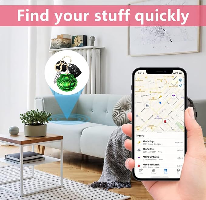 Leather Keychain Holder Case Compatible with AirTag,Cute Protective Bright Cover with Keyring,Anti-Scratch Finder GPS Tracker Case for Wallet Keys,bag,pets,Backpack(Green)