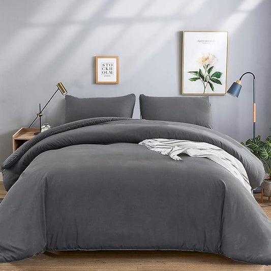 KAREVER Gray Comforter Set Queen Grey Bedding Set Women Breathable Bed Blanket Set Men Deep Gray Lightweight Quilts Set Queen Size