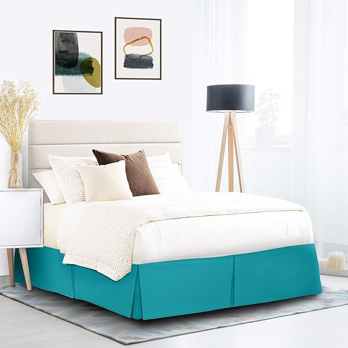 Nestl Teal Full Bed Skirt - Full Size Bed Skirt 14 Inch Drop - Brushed Microfiber Bed Skirts - Hotel Quality Pleated Bed Skirt - Shrinkage & Fade Resistant