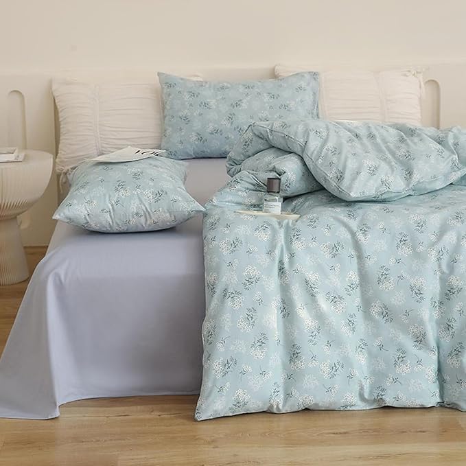 VM VOUGEMARKET Blue Floral Comforter Set Twin XL Soft Microfiber Bedding Set Vintage Garden Flower Comforter Botanical Comforter for Teen Girls Women All Season
