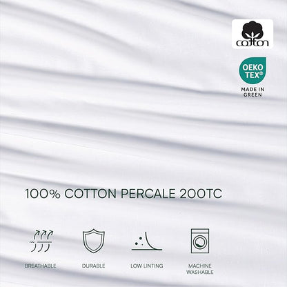 Lacoste 100% Cotton Percale 4-Piece Sheet Set – Cool, Crisp, Matte, and Durable, Oeko-Tex Certified – Solid, White, California King