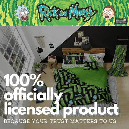 Rick & Morty Bedding 7 Piece Super Soft Cozy Reversible Comforter and Sheet Set with Sham, Full, (Officially Licensed Product) By Franco