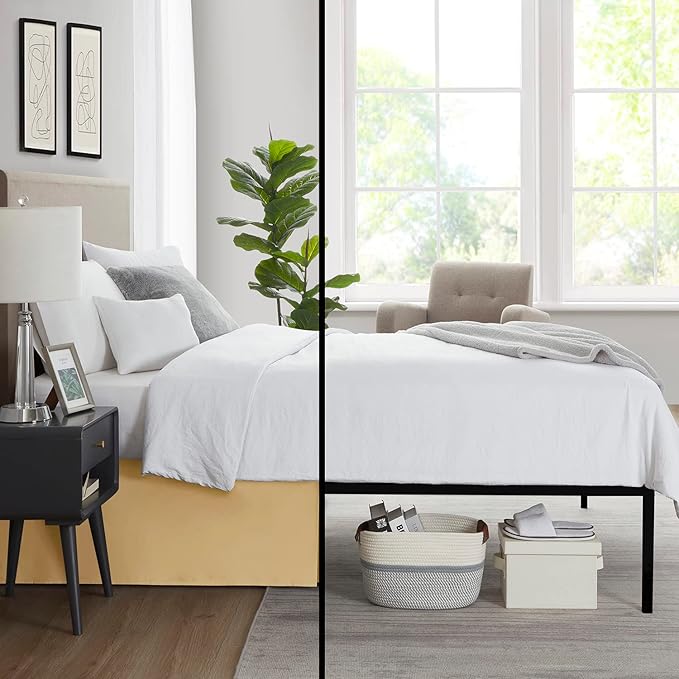 Nestl Gold Twin Bed Skirt - Twin Size Bed Skirt 14 Inch Drop - Brushed Microfiber Bed Skirts - Hotel Quality Pleated Bed Skirt - Shrinkage & Fade Resistant