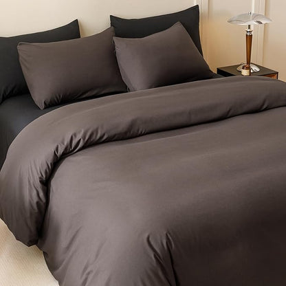 CLOTHKNOW Brown California King Comforter Set Dark Coffee Bedding Comforter Sets Men Women Comforter with 2 x Pillowcases