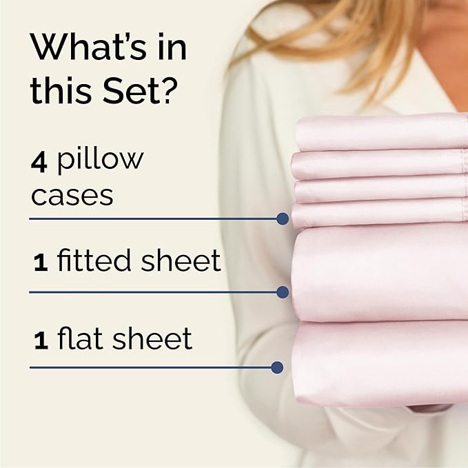 Cal King 6 Piece Sheet Set - Comfy Breathable & Cooling - Soft Hotel Luxury Bedding Set with 8-16 Inch Deep Pockets - 1 Flat & 1 Fitted Sheet & 4 Pillowcases - Wrinkle Free & Easy Care - Lavender Pink