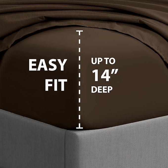 Cathay Home Essentials Ultra Soft Hypoallergenic Wrinkle Resistant Double Brushed Microfiber Bedding Sheet Set, Brown, Twin