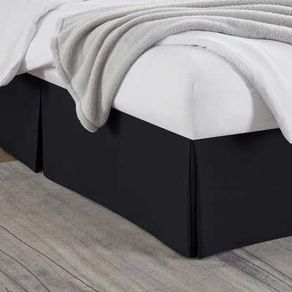 Nestl Black Full Bed Skirt - Full Size Bed Skirt 14 Inch Drop - Brushed Microfiber Bed Skirts - Hotel Quality Pleated Bed Skirt - Shrinkage & Fade Resistant