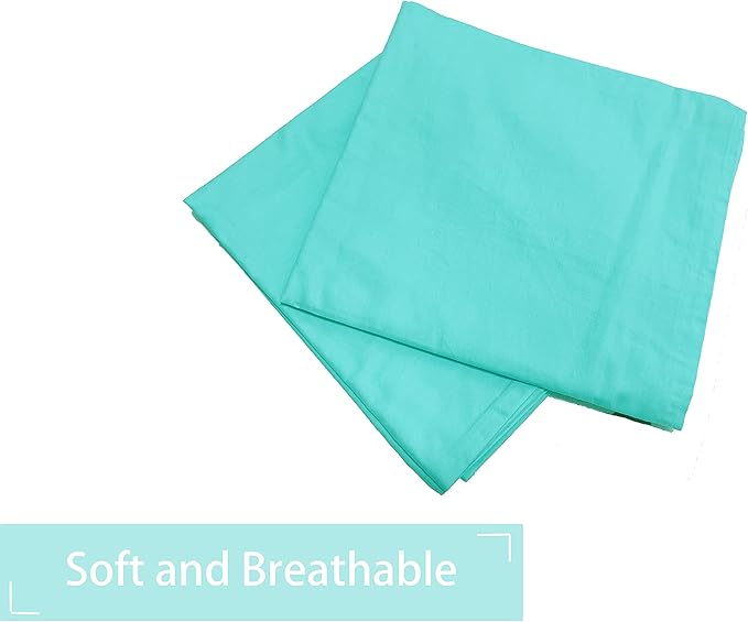 iMaylex Soft 100% Egyptian Cotton Zipper Closure Pillowcases, Cozy and Lightweight Pillow Case, Set of 2, Cyan, King, 20" x 36"