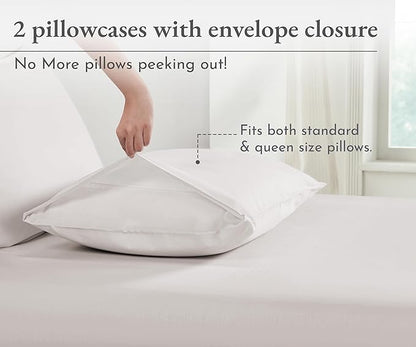 California Design Den Standard/Queen Pillowcases Set of 2-100% Organic Cotton, Crisp Percale, Breathable, Fits Both Standard and Queen Pillows - Stone (True Beige)