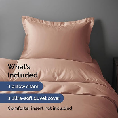 Duvet Cover Twin/Twin XL Size Set - Extra Soft Twin/Twin XL Duvet Cover 68" x 90" with 1 Pillow Sham - Hotel Luxury, Easy Care, Fade Free w/ Zipper Closures & Ties - Comfy, Cozy & Breathable (Mauve)