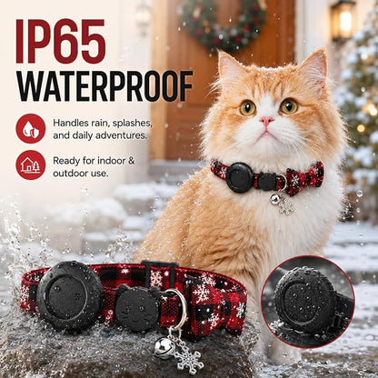 Cat Tracker GPS for Android, Pet GPS Tracker Collar for Cats No Subscription, IP67 Waterproof Cat Collar with Tracker Compatible with Google Find Hub – Replaceable 1-Year Battery, Android Only (Red)