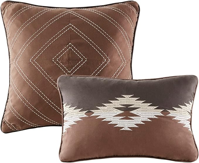 Woolrich Rustic Lodge Cabin Comforter Set - All Season Down Alternative Warm Bedding Layer and Matching Shams, Oversized Cal King, Bitter Creek, Grey/Brown