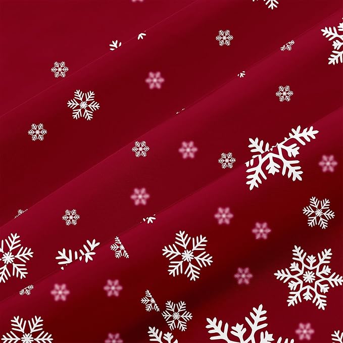 YIYEA Christmas King Size Pillow Cases Set of 4, Ultra Soft Double Brushed Microfiber Red Pillowcases and Christmas Snowflake Pillow Covers, Envelope Closure, Fade Resistant (20"x36")