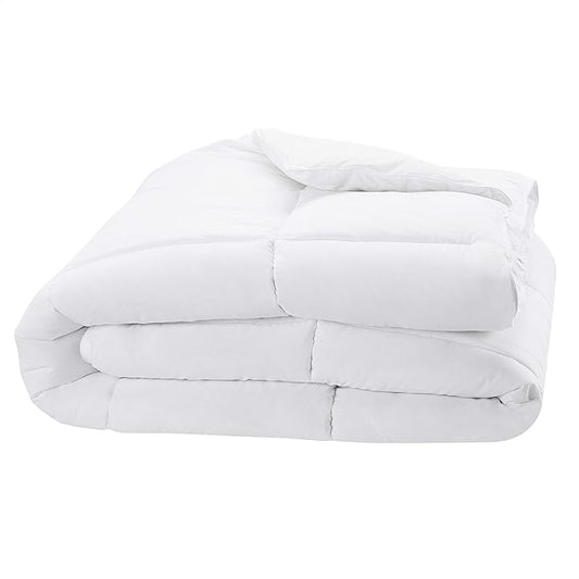 Amazon Basics White Down Alternative Comforter and Duvet Insert with Corner Tabs, Machine Washable, Full/Queen, Light