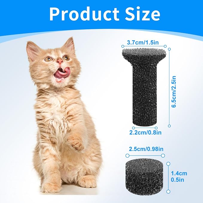6 Sets Cat Water Fountain filters fit for Premium Smart 2.5L/84oz | Premium Smart 2.5L/84oz Fountain Replacement Foam Filters/Sponge Mufflers Cat Pet Dog Water Fountain for Drinking