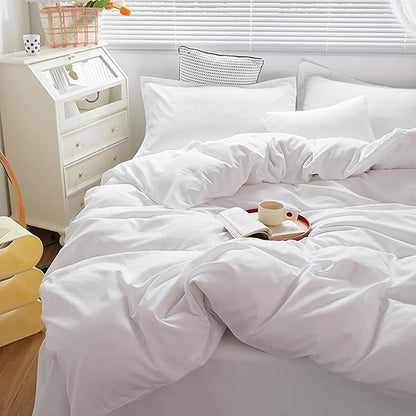 Cottonight White Comforter Sets Queen Pure White Bedding Comforter Queen Size Quilts Blanket Ultra Soft Breathabe Solid Bedding Set for Women Men Adults Teens