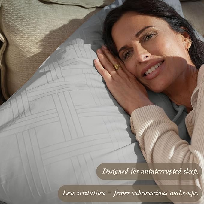 Threadmill Luxury Full Size Sheets for Full Size Mattress | 800 Thread Count Cotton Sheets | Jacquard Celine Light Grey | Better Than Egyptian Cotton| 4 Pc Bed Sheets | with Elasticized Deep Pocket