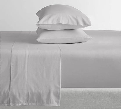 Feather & Stitch Softest 100% Cotton Sheets, 300 Thread Count Percale Weave Bedding, 16" Deep Pocket, Cooling Sheets, Breathable Bed Set, Hotel Premium Quality (King, Grey)