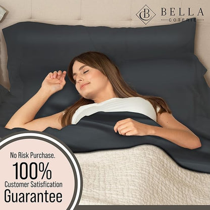 BELLA COTERIE 6 Piece Luxury Bamboo Viscose California King Size Sheet Set | 100% Organically Grown | Cooling for Hot Sleepers | 18" Deep Pocket | Soft & Hypoallergenic | 4 Pillowcases [Charcoal Grey]