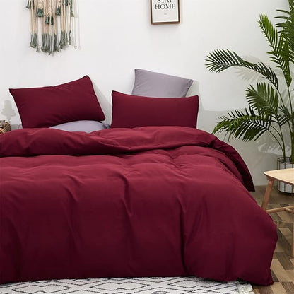 Luxlovery Burgundy Comforter Set Dark Red Bedding Set Full Maroon Marsala Wine Red Solid Soft Breathable Claret Blanket Quilts Maroon Comforter Set Women Girls
