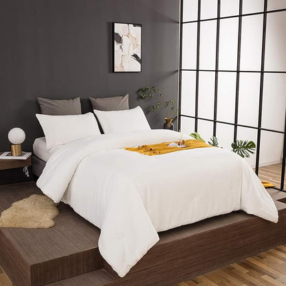 CLOTHKNOW White Velvet Comforter Set Twin/Twin XL White Bedding Comforter Sets White Flannel Bed Comforter Soft Cozy 3Pcs Comforter Sets
