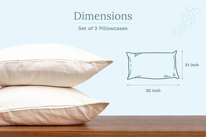 Organic Cotton Standard Size Pillowcases - Off-White, GOTS Certified, 400 Thread Count, 21"x30", Unbleached, Dye-Free All Natural 100% Cotton Pillow Cases (Off-White, Standard Size - Set of 2)