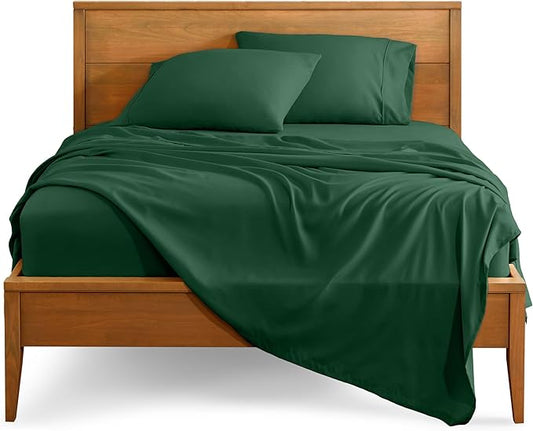 Bare Home Split King Sheet Set - 1800 Ultra-Soft Microfiber Bed Sheets - Double Brushed - Deep Pockets - Easy Fit - 5 Piece Set - Bedding Sheets & Pillowcases (Split King, Forest Green)