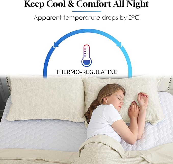 CHOSHOME Cooling Pillow Cases Zipper Pillow Covers Q-Max > 0.45 Zippered Pillowcases for Hot Sleepers, Soft, Breathable, Skin-Friendly, 4 Pack (King, 20"x36", Beige)
