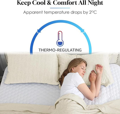 CHOSHOME Cooling Pillow Cases Zipper Pillow Covers Q-Max > 0.45 Zippered Pillowcases for Hot Sleepers, Soft, Breathable, Skin-Friendly, 4 Pack (King, 20"x36", Beige)
