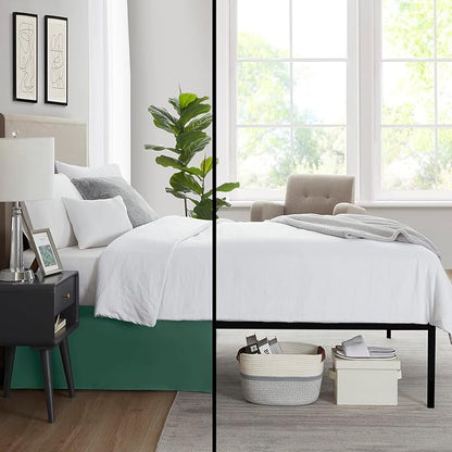 Nestl Hunter Green Bed Skirt Cal King Size - Cal King Bed Skirt 14 Inch Drop - Brushed Microfiber Bed Skirts - Hotel Quality Pleated Bed Skirt - Shrinkage & Fade Resistant